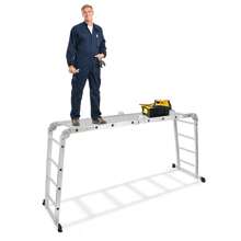 VA-Cerulean 7 In 1 Multi-Purpose Ladder Aluminum Ladder Multi-Purpose Ladder Folding Ladder Household Ladder Work Ladder Leaning Ladder Work Platform Multifunctional Ladder Articulated Ladder, 340cm / 470cm / 550cm - Silver - View 2