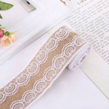 5m White Lace Burlap Ribbon, Suitable For Country Wedding Invitations, Bows, Wreaths, DIY Crafts, Christmas Decor - Multicolor - View 8