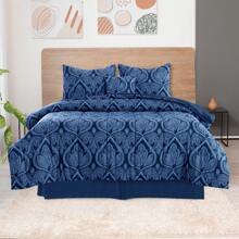 5-Piece Comforter Set – Lux Decor Collection – Lightweight Microfiber With Plush Texture – Opulent Design – All-Season Warmth – Elegant Bedding With Pillow Shams & Bed Skirt – Cozy Comforter, Elegant Bedding Set, Luxury Bedroom Essentials, Valentine's Day Romantic Bedroom, Spring Bedding Set, Complete Bed In A Bag, Matching Decor, Elegant Design, Luxury Look, Gift Set Idea, Guest Bedroom Ready, Modern Bedroom Style, Easy Bedroom Refresh, All-Inclusive Bedding, Daily Living, Home Comfort, Family Choice - 佩斯利海軍藍 - 查看 9