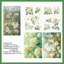 1 张卡片，含 4 张金箔和透明防水 PET 贴纸，DIY 剪贴簿复古花卉装饰用品 - 彩色 - 查看 12