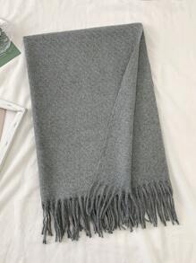 1 Stück einfarbig, legerer, eleganter, wollener Schal mit Fransen, warm, Unisex Herbst/Winter - A - Übersicht 15