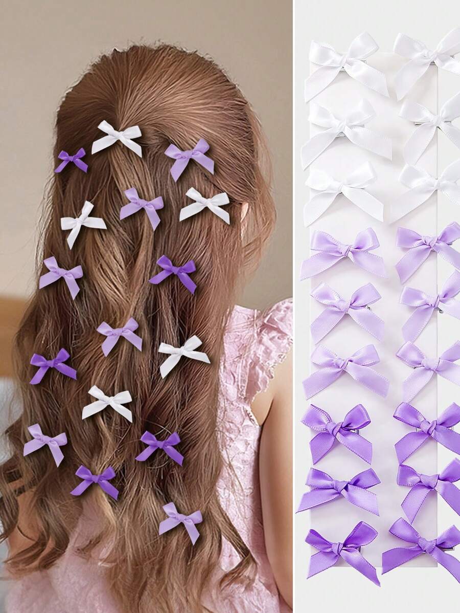 20pcs/Set Purple Princess Style Bowknot Hair Clips & Barrettes For Teen Girls, Daily Use - Multicolor - View 1
