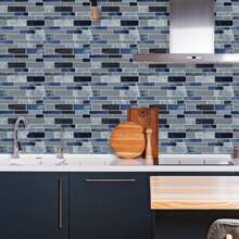 VA-Cerulean 3D Tile Stickers Gray 30 * 30 Cm 10 Sheets Type A- Marble/ Type B- Blue Marble/ Type C- Brown Marble/ Type D - White/ Type E - Glossy White/ Type F-Glossy Gray Bathroom Kitchen Self-Adhesive Tiles, Waterproof Tile Stickers Tile Foil Wall Tiles Adhesive Foil - Type B- Blue Marble - View 6