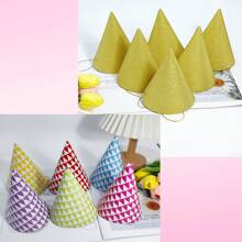1set/1pc/3pcs/6pcs Assembled Party Hats For Birthday, Halloween, Christmas, Glitter Paper Hats,Christmas