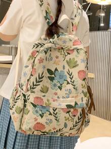 Women's Minimalist Large Capacity Classic Flower Print Backpack