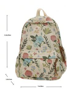 Women's Minimalist Large Capacity Classic Flower Print Backpack