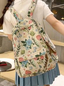 Women's Minimalist Large Capacity Classic Flower Print Backpack