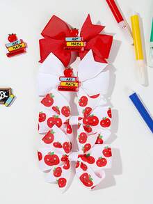 4 件套字母、校车、蝴蝶结、鳄鱼发夹发夹套装，适合女孩，开学季 - 彩色 - 查看 1