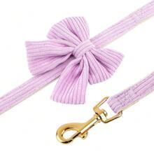 1 Pezzo Set Collare e Guinzaglio Regolabile in Nylon per Cani e Gatti, Design Carino con Fiocco per Chihuahua, Taglia Piccola/Media