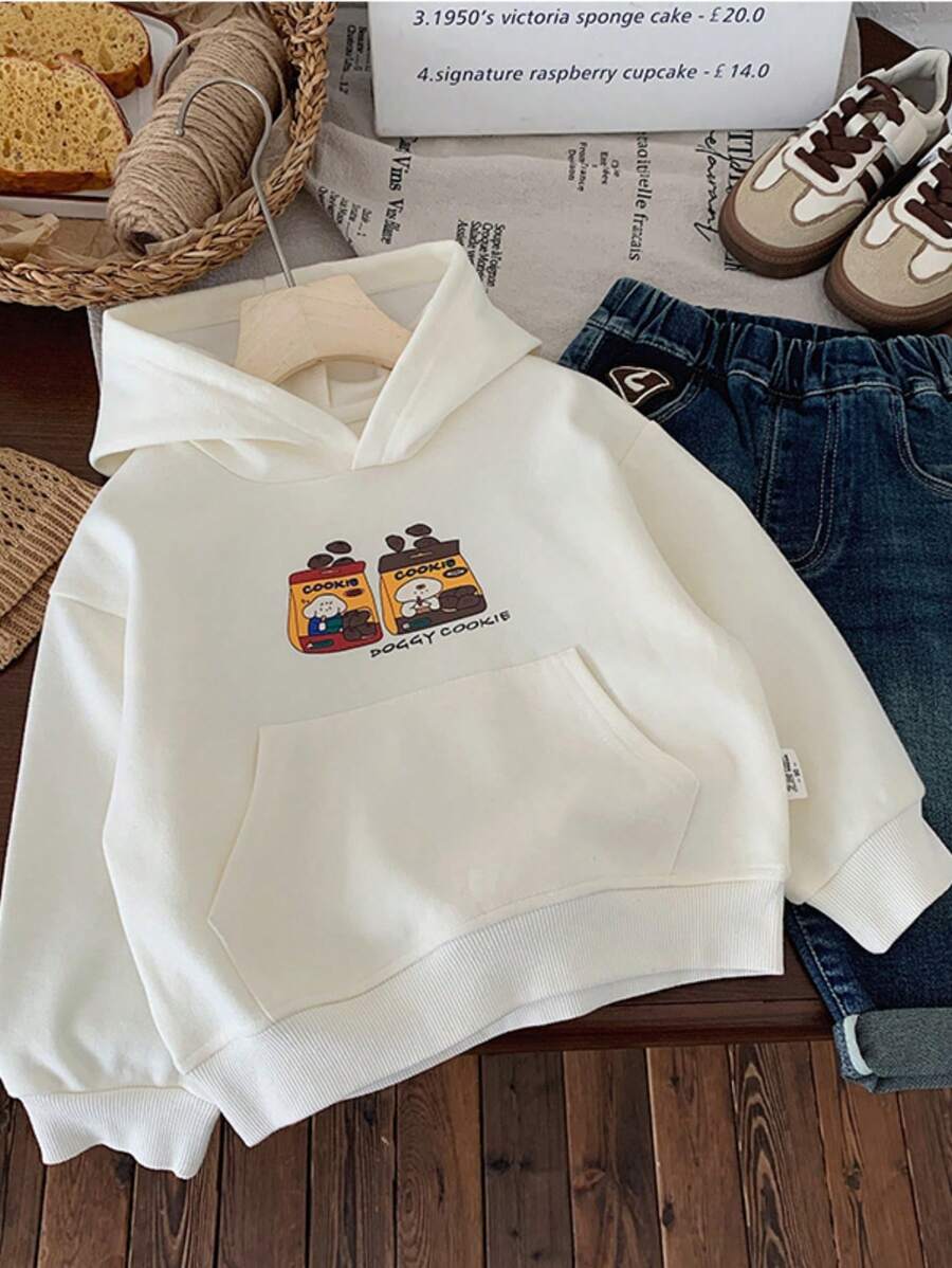 Moletom com capuz de desenho animado para meninos, blusa casual da moda para o outono