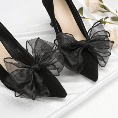 1 Pair (2pcs) White, Beige, Black, Wine Red, Light Pink, Rose Pink, Beige Bow Tie Detachable DIY Shoe Clips, Fashion Elegant Shoe Accessories For Women High Heels, Pumps, Office Business, Date Outfit