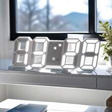 Đồng hồ để bàn 1 chiếc có màn hình kỹ thuật số phát sáng 3D, treo tường, im lặng, cảm biến ánh sáng thông minh, trang trí nhà tối giản, đồng hồ báo thức điện tử cho học sinh, trang trí nhà, đồng hồ kỹ thuật số trang trí phòng, trang trí phòng ngủ, trang trí ký túc xá, trở lại trường, trang trí trường học, bất ngờ ở trường - Máy màu trắng ánh sáng trắng - Xem 7