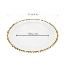 Clear Charger Plates Table Round Charger Plates Elegant Dinner Charger Plates Gold Line For Banquets 25 Pcs - Clear - View 4