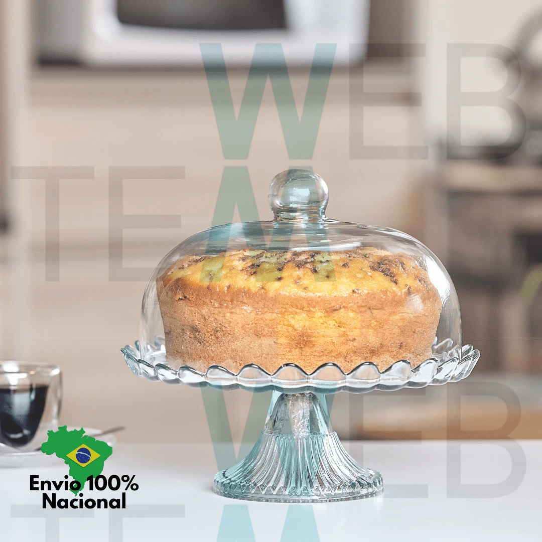 Boleira de Vidro com Pé e Tampa Jasmin Vitazza: Para Bolo, Doces, Sobremesas, Decoração, Organização e Mesa Posta, com Toque de Elegância, Praticidade Ecológica e Ocasiões Especiais - Multicolorido - Visão 1