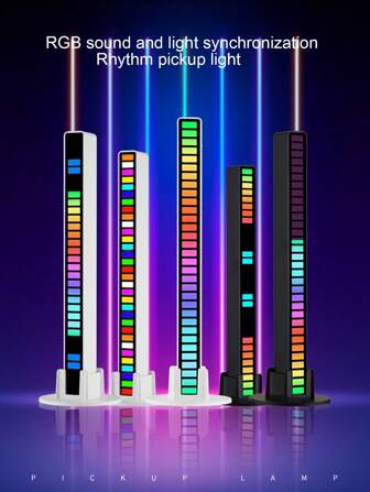 RGB声控节奏灯，多彩音乐氛围灯，创意充电LED桌面麦克风灯，动态变色，与音乐同步