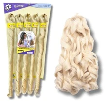 Jumbo French Curl Braids 5x 60cm Cherey Braids Boho Wavy 400g Jumbo Braid With Curls - 香檳色 - 查看 4