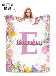 1pc Personalized Flannel Blanket, Soft & Thick Throw Blanket For Sofa, Living Room, Bedroom Home Decor, Suitable For All Seasons, Great Gift For Family & Friends