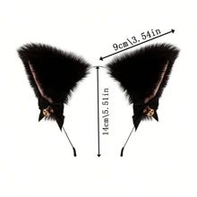 1 pièce Serre-tête oreilles de chat moelleux avec clochette de Noël et nœud papillon. Serre-tête oreilles de chat pour Noël, cosplay, fête, costume d'Halloween