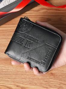 BATSIOE Nuevo estilo vintage portacartillas de crédito de negocios con relieve de letras, cartera de regalo para hombres, billetera pequeña con estilo de dinero antiguo para hombres - Negro - Ver 7
