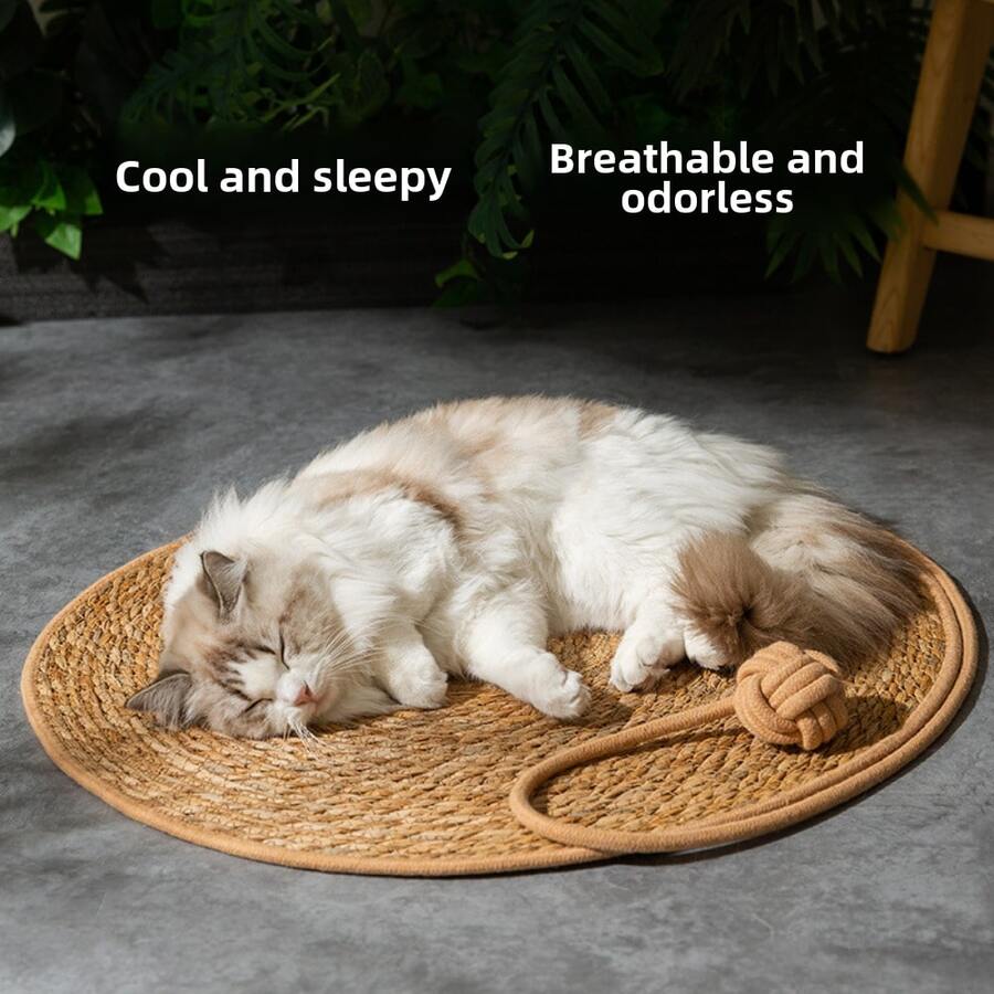 猫玩具球猫抓板藤条垫板猫抓板用于磨指甲刮板猫树猫抓柱沙发垫家具保护垫 - 棕色 - 查看 1