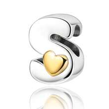 925 Silver Plated Heart Shaped Letter A-Z Pendant Charm, Smooth Letter Necklace A-Z Provides Multiple Choices. Ideal For DIY Bracelet And Necklace. Gold Heart Initial Letter Bead Pendant, Great Jewelry Gift For Women.