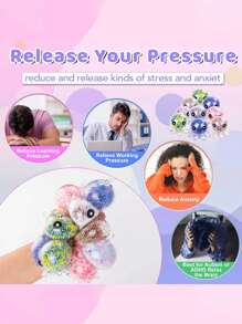 6 件装成人减压球，可爱章鱼减压感官减压球，大容量粘性挤压球玩具，可作为课堂奖品和生日派对礼物、圣诞节礼物、复活节礼物 - 彩色 - 查看 4