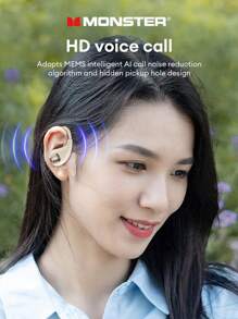 Sanrio Auriculares Bluetooth MONSTER MH22181, estilo gancho para la oreja con aislamiento pasivo del ruido, sonido envolvente de alta fidelidad, transmisión de audio direccional, micrófono sensible, batería de larga duración, resistente al agua y al sudor, adecuado para deportes y ciclismo, cómodos de llevar, auriculares inalámbricos de diseño abierto