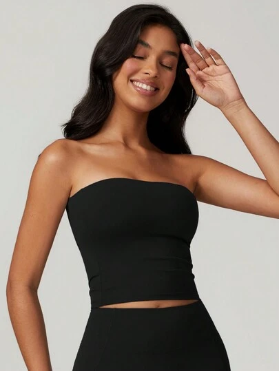 MASKERT 女士杯型上衣，透气运动瑜伽服，运动上衣，居家通勤舒适上衣，黑色夏季款