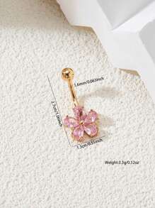 1pc Cute Water Drop Flower Belly Button Piercing Valentines - Multicolor - View 5