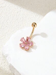 1pc Cute Water Drop Flower Belly Button Piercing Valentines - Multicolor - View 1
