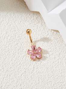 1pc Cute Water Drop Flower Belly Button Piercing Valentines - Multicolor - View 2