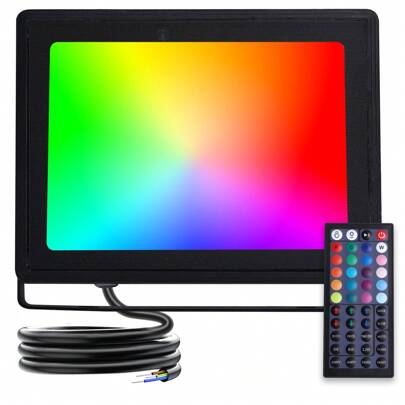 Aigostar Foco LED para exteriores de 50W,Foco LED de color RGB con control remoto, 6 modos estroboscópicos, modo DIY, temporizador, regulables, IP65 a prueba de agua para jardín, fiesta, etc.