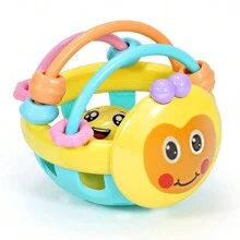 曼哈顿球玩具，适合婴儿抓握玩具，摇铃和牙胶，婴儿玩具，6个月以上宝宝最喜欢的礼物（配件颜色随机）