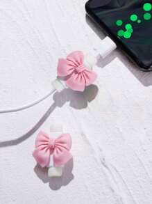 2 件苹果手机数据充电线保护套，创意领结设计，防断裂（不含线）线保护器，充电器保护器 - 彩色 - 查看 11