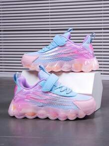 1 双女孩网眼透气钩环设计轻便平底圆头简约可爱低帮运动鞋适合春秋季 - 淺藍色 - 查看 2