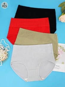 Bộ 4 Quần Lót Nữ Eo Cao Kiểm Soát Bụng Quần Lót Nữ Tam Giác Kháng Khuẩn Thoáng Khí - Nhiều màu - Xem 2