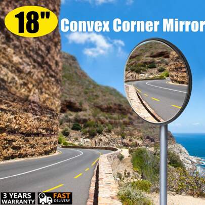 WANLECY 18" Round Corner Convex Mirror Security Safety Outdoor Driveway Garage Wide View