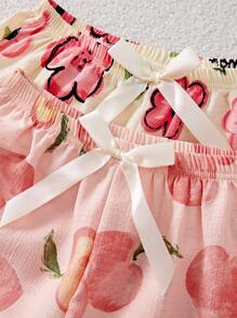 2 piezas Conjunto de pantalones casuales de verano con estampado floral para mujeres