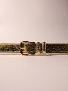 Women's Fashion Belt 2.5cm Gold Buckle - Gold - View 2