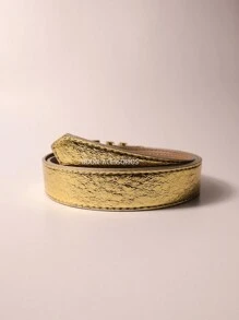 Women's Fashion Belt 2.5cm Gold Buckle - Gold - View 6