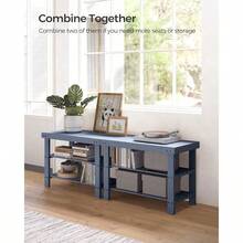 SONGMICS Shoe Rack Bench, 3-Tier Bamboo Shoe Storage Organizer, Entryway Bench, Holds Up To 286 Lb, 11.3 X 27.6 X 17.8 Inches, For Entryway Bathroom Bedroom, Black ULBS04H - 灰色 - 查看 6