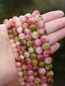 1 hebra de cuentas sueltas de jade de turmalina natural sandía de 6 8 10 mm para hacer joyas, pulsera, collar y accesorios DIY, tamaño a elegir, 15" - Multicolor - Ver 2
