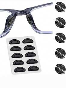 2/5 paires de tampons nasaux pour lunettes, tampons nasaux antidérapants en silicone doux et adhésifs pour montures en plastique de lunettes et lunettes de soleil (noir/blanc, 2/5 paires). Accessoires de lunettes pour femmes - Multicolore - Voir 9
