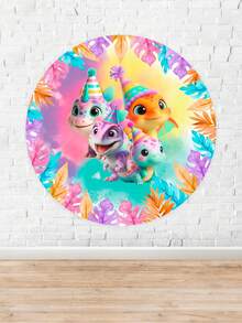 Kit 5 Round Panel Covers + Trio Cylinder Covers + Sublimated Rectangular Panel Cover Party And Birthday Decoration Various Children's Themes Dino Bab Dinosaur - 套件 5 件 4602 - 查看 4