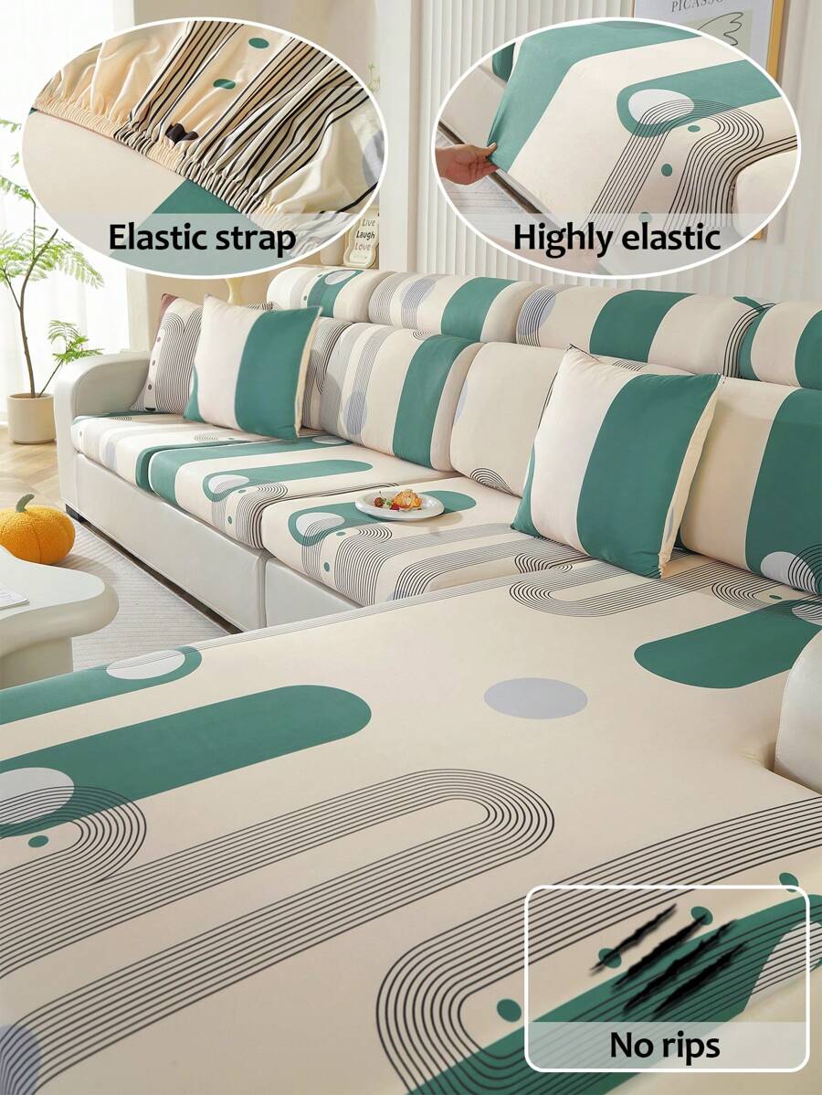 1件装通用防滑提花沙发套，简约现代风格，适用于L型沙发和客厅沙发，适合1、2、3和4座沙发