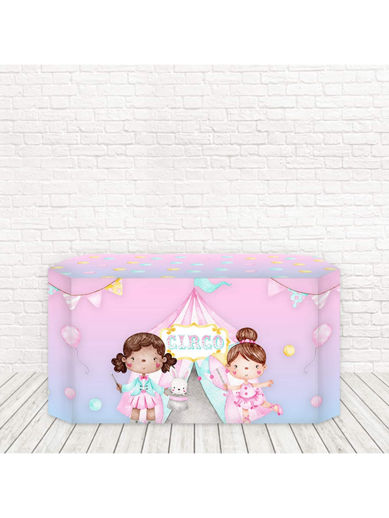 Towel Cover Table Decoration 3d Sublimated Fabric Veste Fácil Circo 0.70Lx1.40H - 粉紅馬戲團 FTM-069 - 查看 1