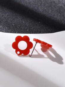 20pcs Plum Blossom Shaped Acrylic Stud Earrings For Women DIY Jewelry Making Earring Components Accessories