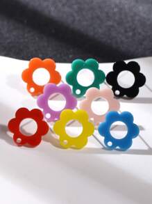 20pcs Plum Blossom Shaped Acrylic Stud Earrings For Women DIY Jewelry Making Earring Components Accessories