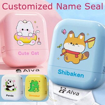 Customized Children's Name Stamp, Personalized Waterproof Stamp For Clothing, Personalized Ink Pad Stampsbaby Shower Family Decorations Giftswinter Eve Gifts Back To School Winter Gift Ideas Boy Girl Valentine's Day,Multi-Functional,Ornamental,Letter,Stylish,Modern,Colorful,Cute,Adorable,Casual,Custom,Personalised,Unique,Customized,Ideal Gifts For Him,Ideal Gifts For Her,Chic Autumn,Kids,Customized Kids Party Supplies