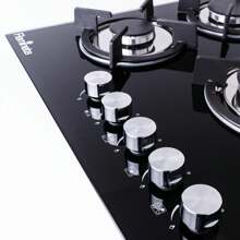 PARRILLA ESTUFA DE GAS LP / NATURAL EMPOTRABLE 5 QUEMADORES CRISTAL TEMPLADO FLAMINETA - Negro - Ver 4